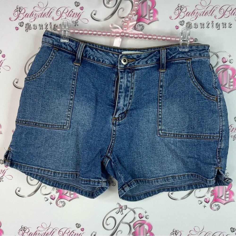 Ricki’s shorts y2k pockets mini buttons pockets back Denim Blue Women's Shorts
